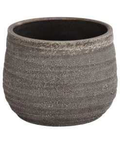 Dehner Keramik-Übertopf Yves, Bauchig, Grau