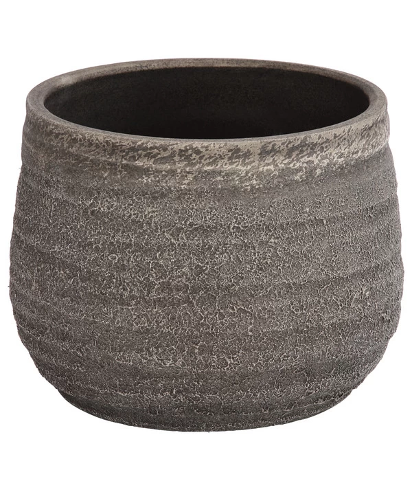 Dehner Keramik-Übertopf Yves, Bauchig, Grau 1 Dehner Keramik-Übertopf Yves, Bauchig, Grau