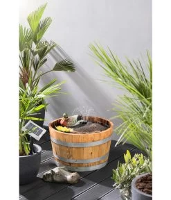 Holz-Weinfasskübel, Rund, Braun -Gartenpflanzen Verkauf 2505824 WE MO 003 weinfasskuebel 50x30cm