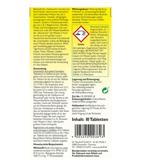 Neudorff Neudomück® Stechmücken-Frei, 10 Stk. 2 Neudorff Neudomück® Stechmücken-Frei, 10 Stk. – Bild 2