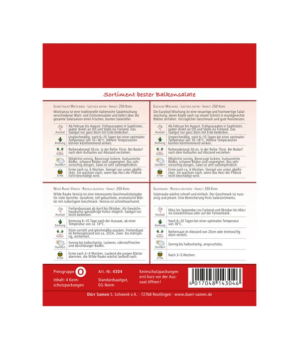 Dürr Samen Sortiment Bester Balkonsalate 2 Dürr Samen Sortiment Bester Balkonsalate – Bild 2