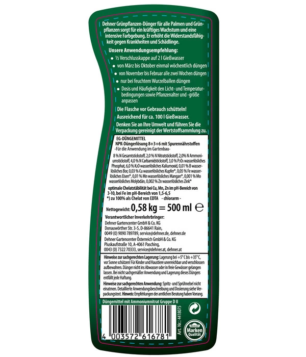Dehner Grünpflanzen-Dünger, Flüssig, 500 Ml 4 Dehner Grünpflanzen-Dünger, Flüssig, 500 Ml – Bild 4