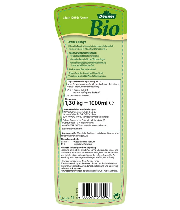 Dehner Bio Tomaten-Dünger, Flüssig, 1 L 2 Dehner Bio Tomaten-Dünger, Flüssig, 1 L – Bild 2