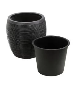 Dehner Polystone-Topf Singapur, Rund, Anthrazit -Gartenpflanzen Verkauf 5147558 5147566 5147574 WE DE 002 DehnerPolystonePflanztopfBlumentopf