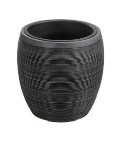 Dehner Polystone-Topf Singapur, Rund, Anthrazit