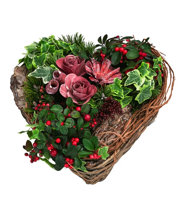 Grabgesteck In Liebe, Herzförmig, Ca. B30/H25/T35 Cm 1 Grabgesteck In Liebe, Herzförmig, Ca. B30/H25/T35 Cm