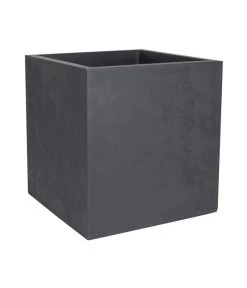 EDA-plastiques Kunststoff-Topf Basalt, Quadratisch, Anthrazit, Ca. B49,5/H49,5/T49,5 Cm