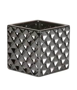 Scheurich Keramik-Übertopf Titanium, Quadratisch, Silber