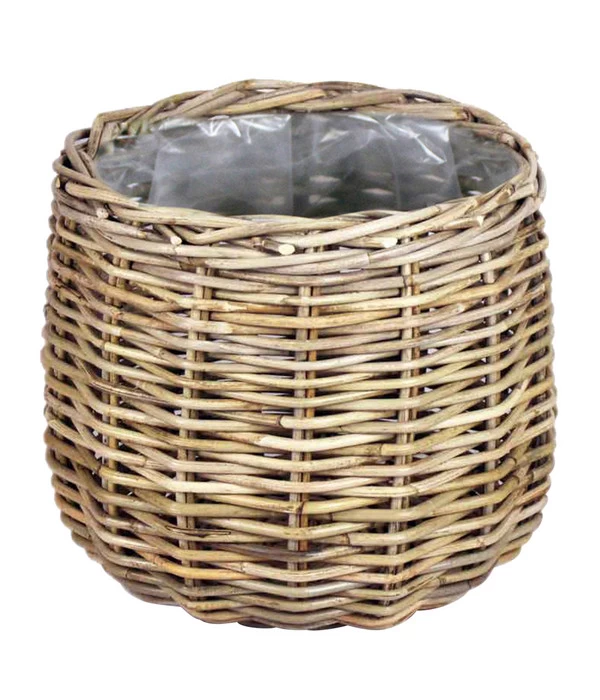 Van Der Leeden Rattan-Topf, Rund, Grau 1 Van Der Leeden Rattan-Topf, Rund, Grau