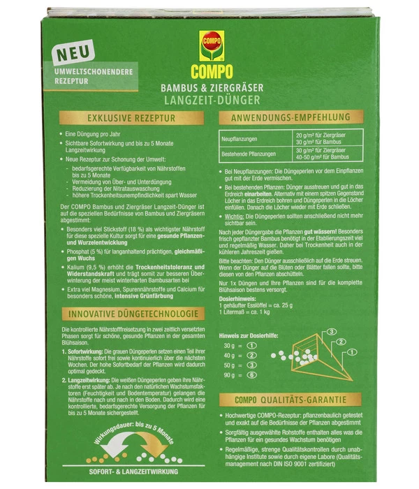 COMPO Bambus & Ziergräser Langzeit-Dünger, 850 G 2 COMPO Bambus & Ziergräser Langzeit-Dünger, 850 G – Bild 2